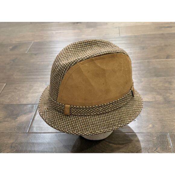 Vintage RESISTOL Mens Sherlock Suede Tweed Fedora Hat Size 7 1/8 Made In USA - Picture 3 of 10